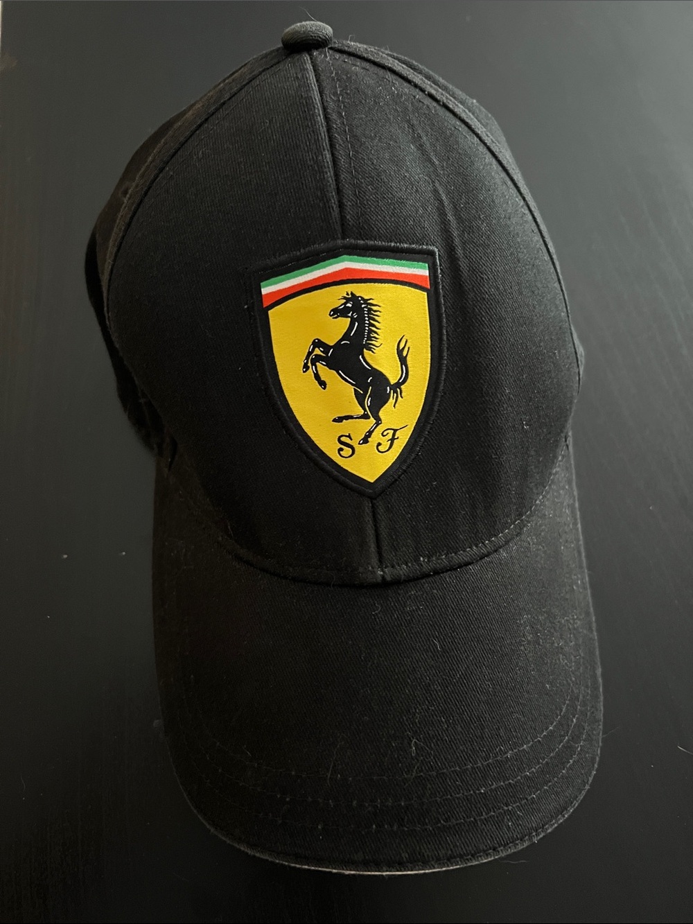 Black Baseball Cap with Ferrari Crest